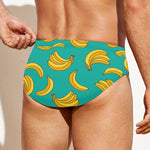 Teal Banana Pattern Print Men's Swim Briefs