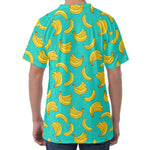 Teal Banana Pattern Print Men's Velvet T-Shirt