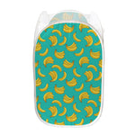 Teal Banana Pattern Print Mesh Laundry Hamper