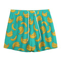 Teal Banana Pattern Print Mesh Shorts