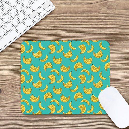 Teal Banana Pattern Print Mouse Pad