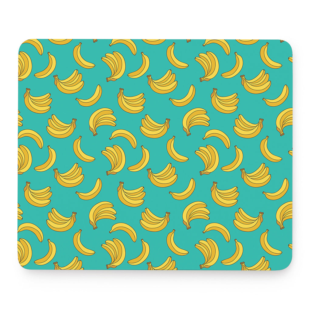 Teal Banana Pattern Print Mouse Pad