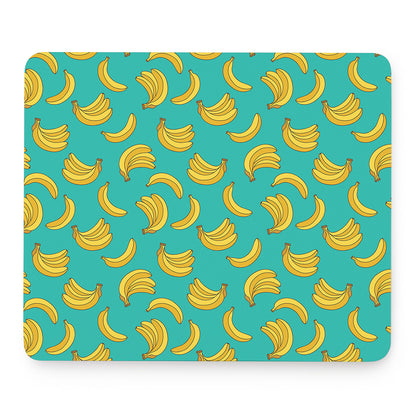 Teal Banana Pattern Print Mouse Pad