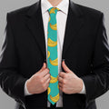 Teal Banana Pattern Print Necktie