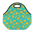 Teal Banana Pattern Print Neoprene Lunch Bag