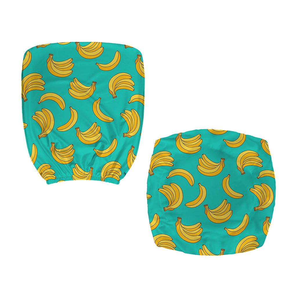 Teal Banana Pattern Print Office Chair Cover