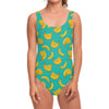 Teal Banana Pattern Print One Piece Swimsuit