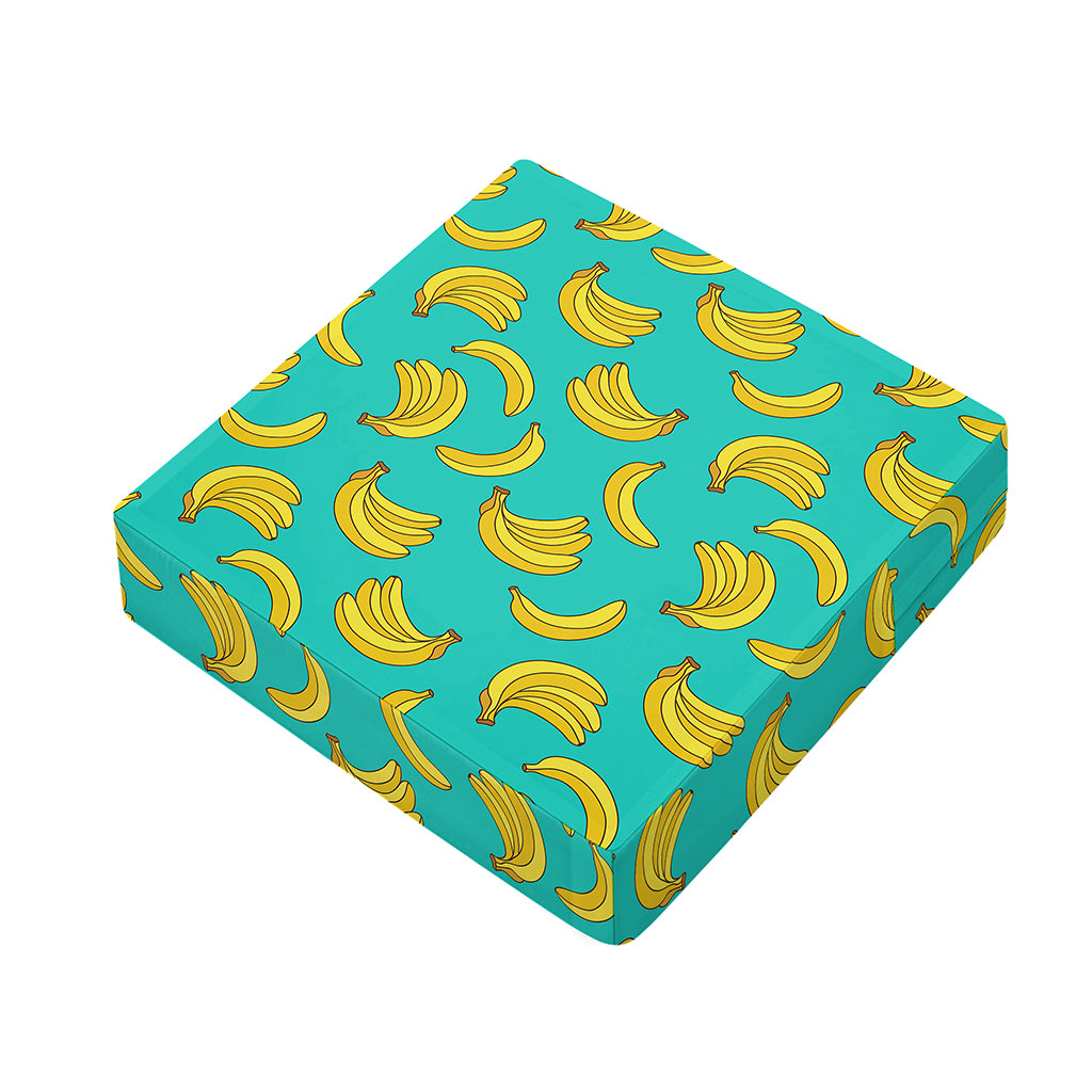 Teal Banana Pattern Print Outdoor Seat Cushion Cover