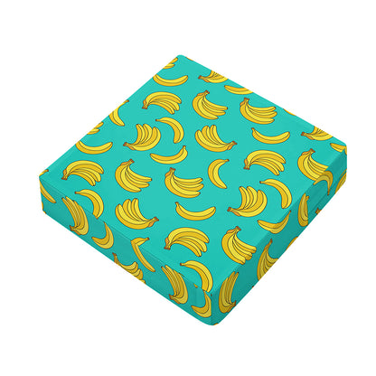 Teal Banana Pattern Print Outdoor Seat Cushion Cover