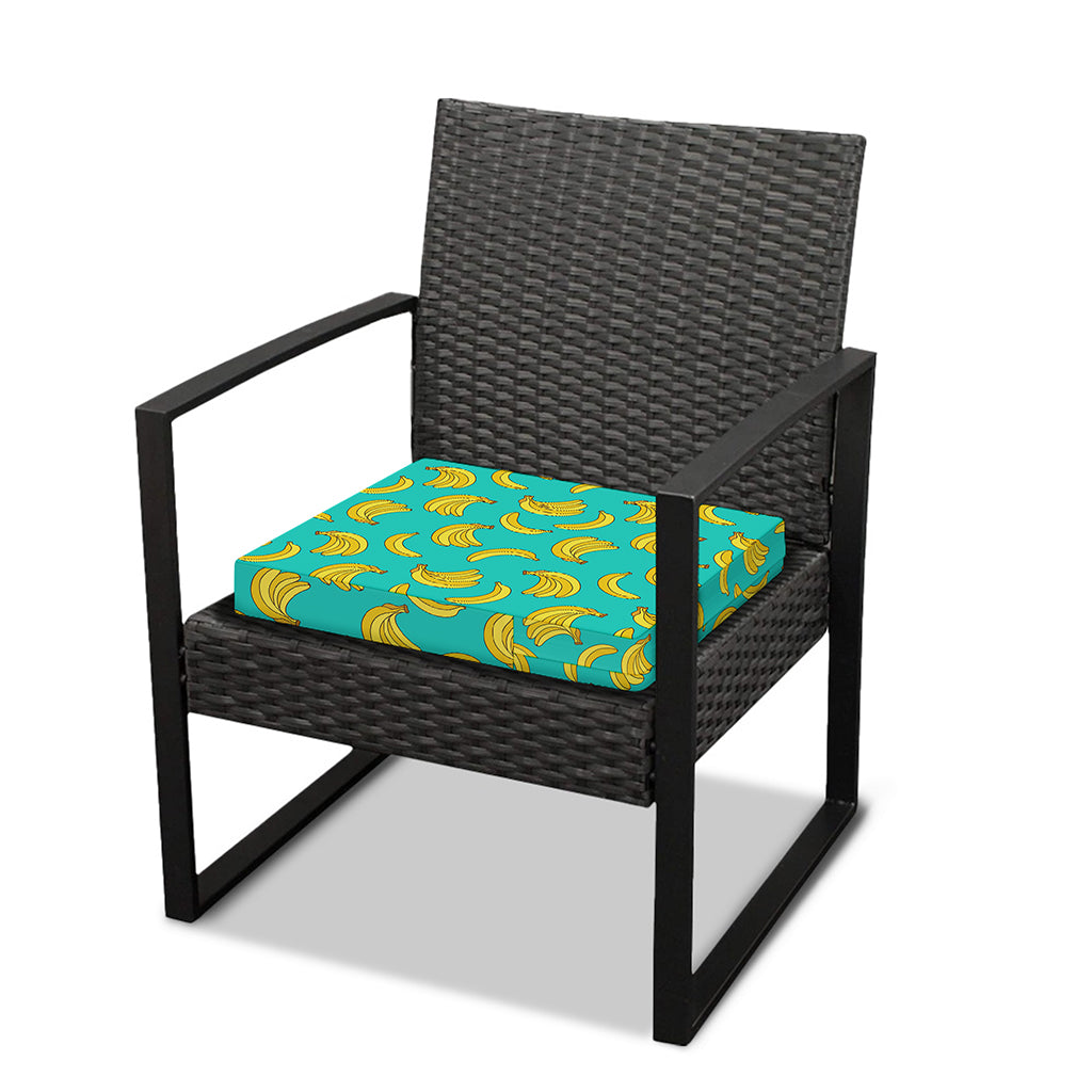 Teal Banana Pattern Print Outdoor Seat Cushion Cover