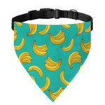 Teal Banana Pattern Print Over The Collar Dog Bandana