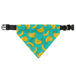 Teal Banana Pattern Print Over The Collar Dog Bandana