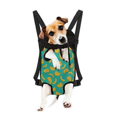 Teal Banana Pattern Print Pet Carrier Backpack