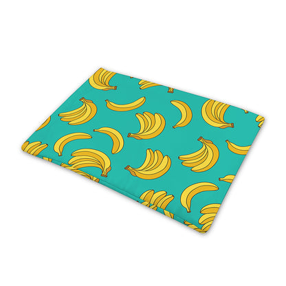 Teal Banana Pattern Print Pet Cooling Mat Cover