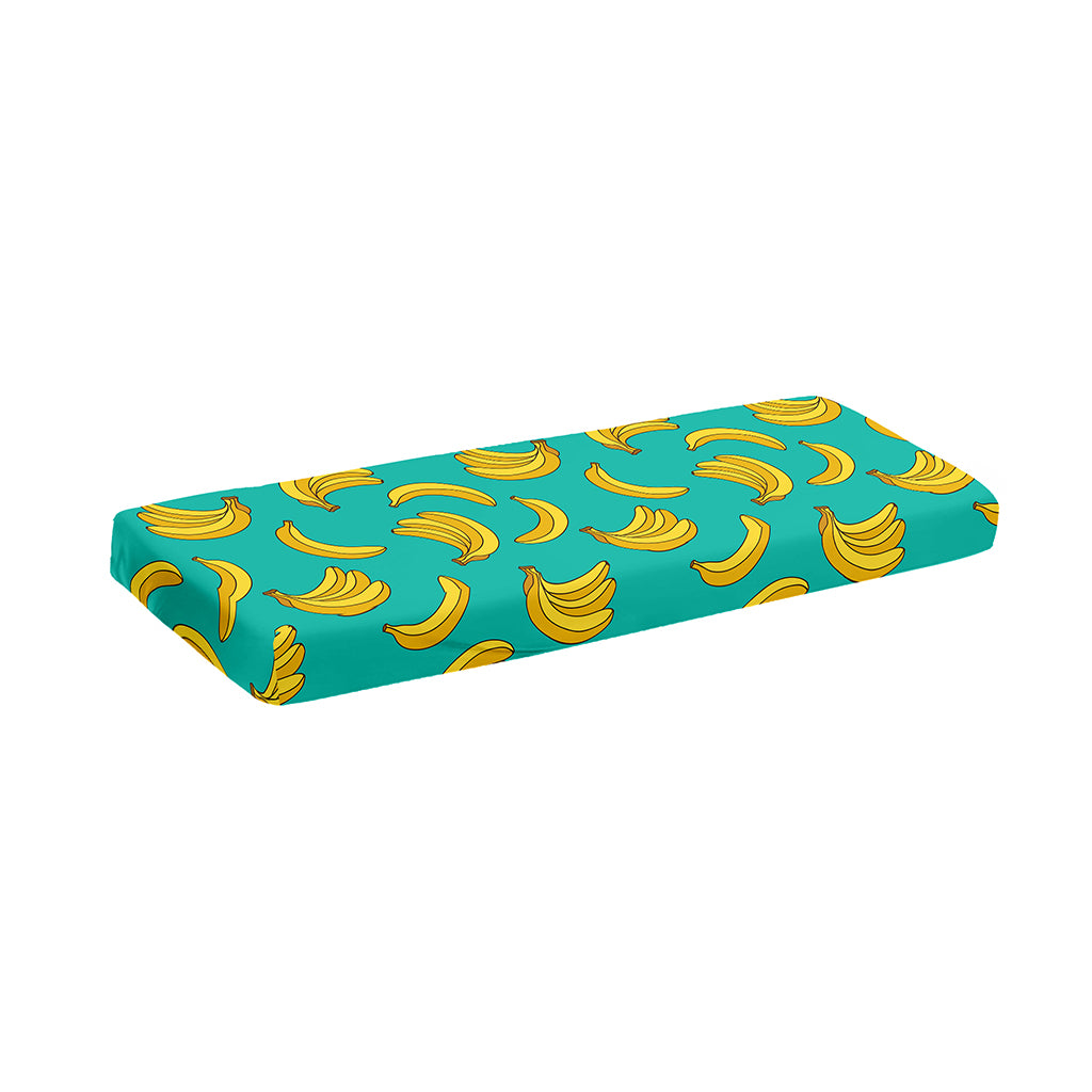 Teal Banana Pattern Print Piano Keyboard Cover