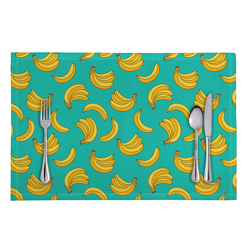 Teal Banana Pattern Print Placemat