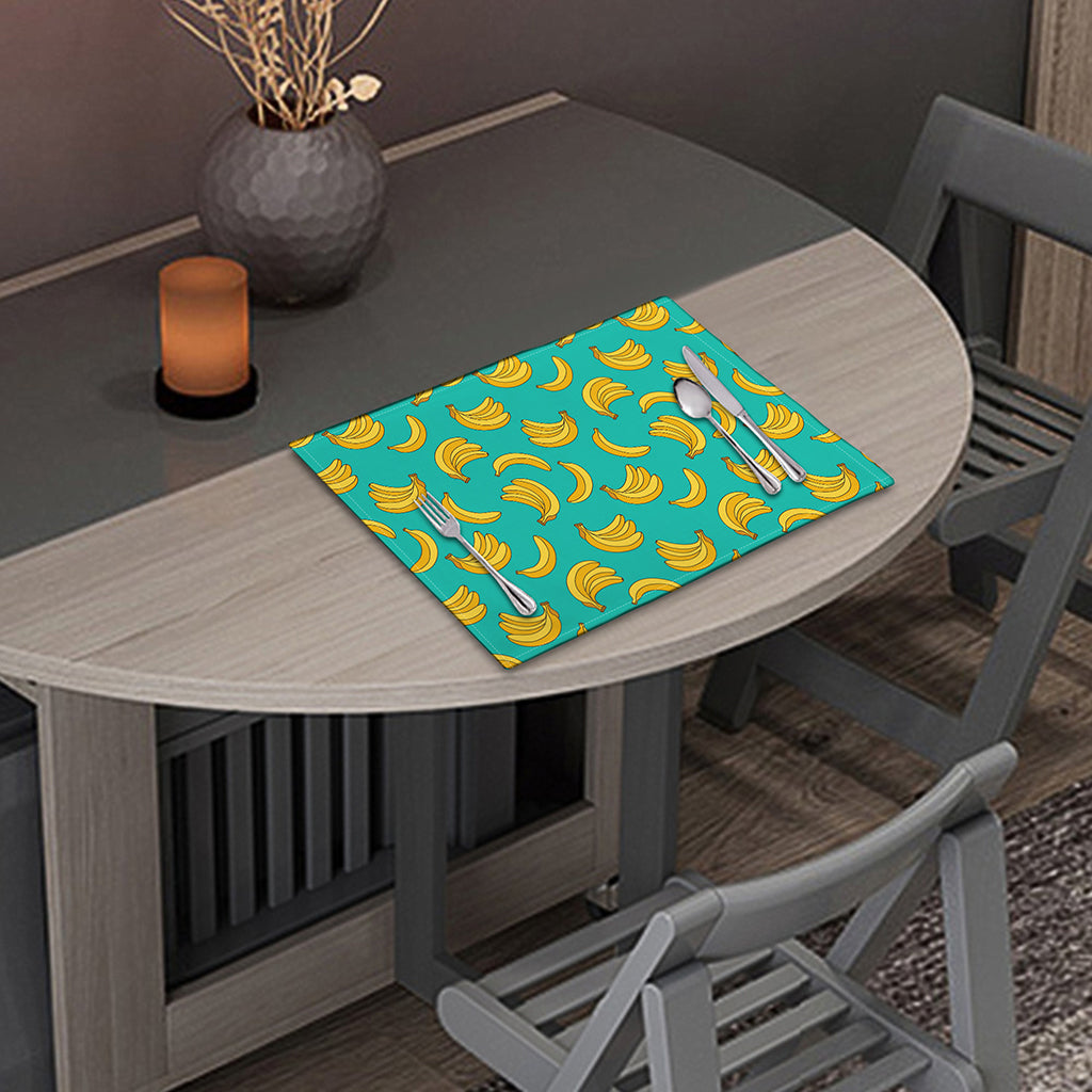 Teal Banana Pattern Print Placemat