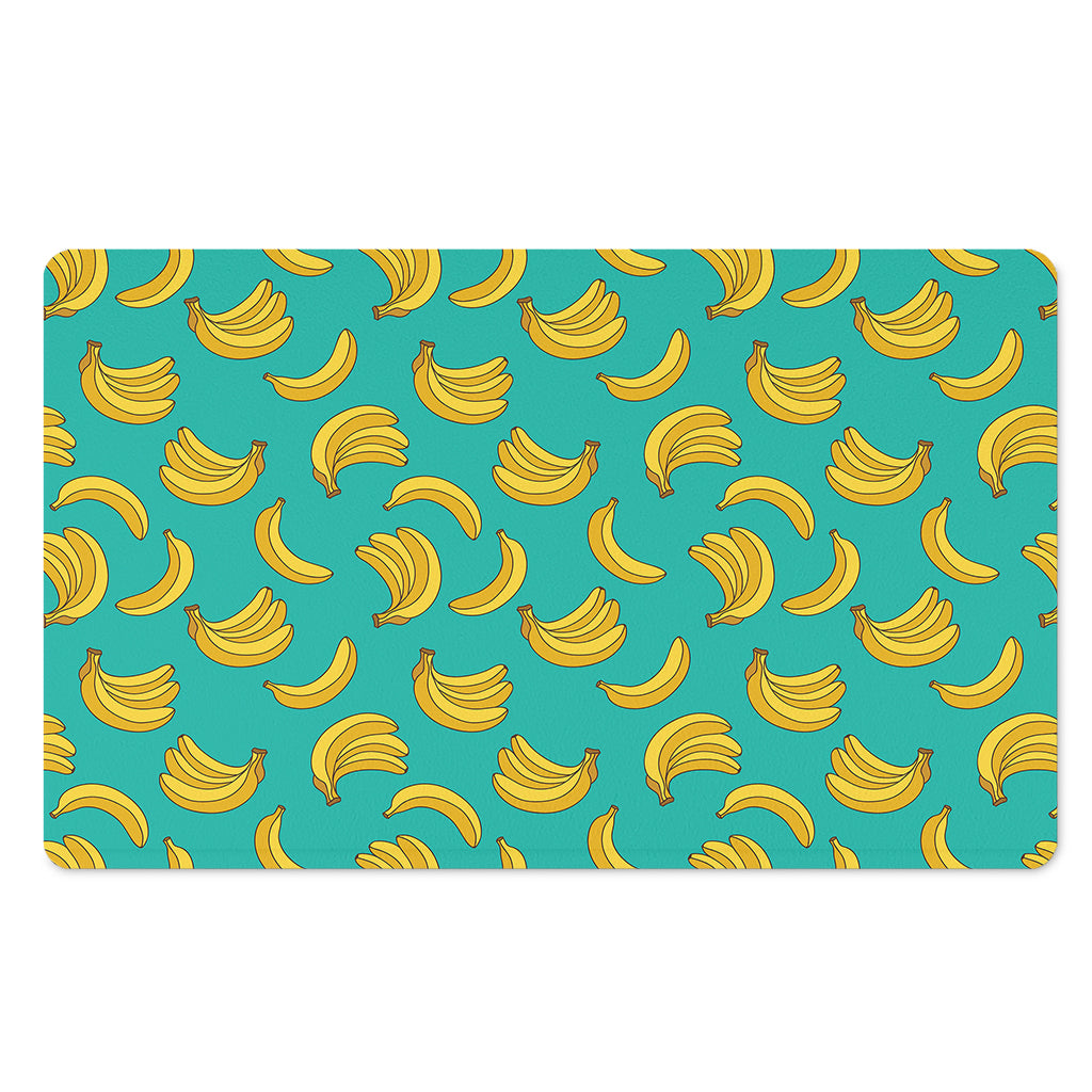 Teal Banana Pattern Print Polyester Doormat