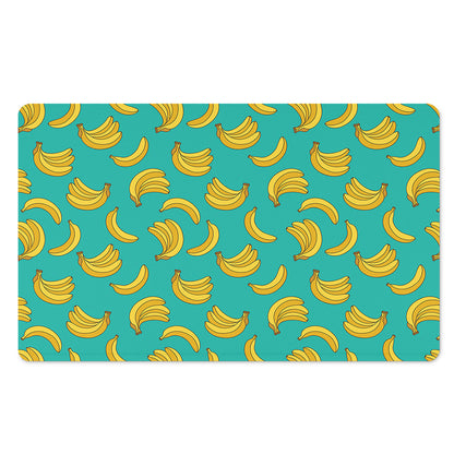Teal Banana Pattern Print Polyester Doormat