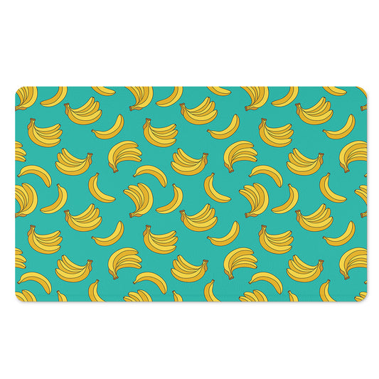 Teal Banana Pattern Print Polyester Doormat