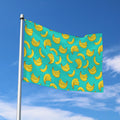 Teal Banana Pattern Print Polyester Flag