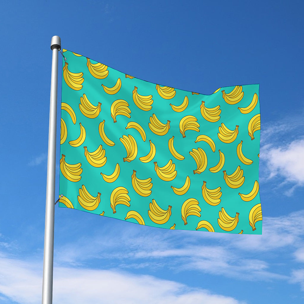 Teal Banana Pattern Print Polyester Flag