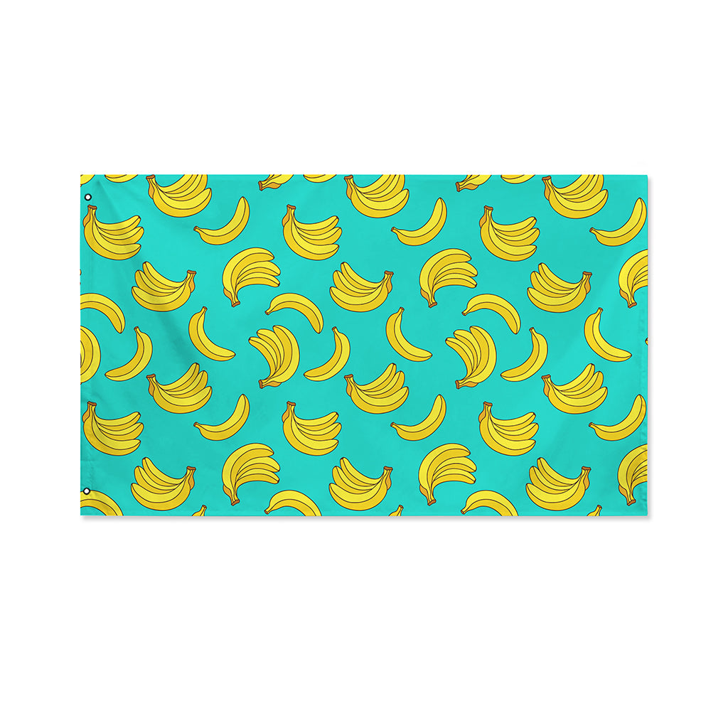 Teal Banana Pattern Print Polyester Flag