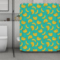 Teal Banana Pattern Print Polyester Shower Curtain