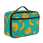 Teal Banana Pattern Print Portable Lunch Bag