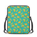 Teal Banana Pattern Print Rectangular Crossbody Bag