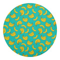 Teal Banana Pattern Print Round Blanket