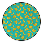 Teal Banana Pattern Print Round Floor Mat