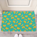 Teal Banana Pattern Print Rubber Doormat
