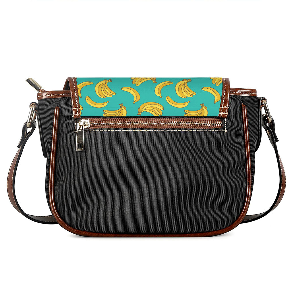 Teal Banana Pattern Print Saddle Bag