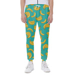 Teal Banana Pattern Print Scuba Joggers