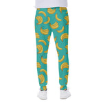 Teal Banana Pattern Print Scuba Joggers