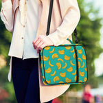 Teal Banana Pattern Print Shoulder Strap Bible Bag