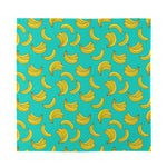Teal Banana Pattern Print Silk Bandana