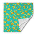 Teal Banana Pattern Print Silk Bandana