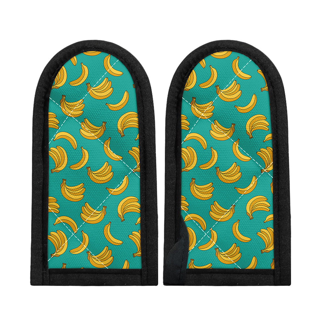 Teal Banana Pattern Print Skillet Handle Cover