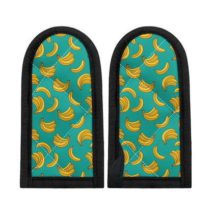 Teal Banana Pattern Print Skillet Handle Cover