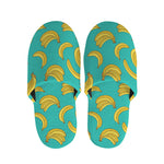 Teal Banana Pattern Print Slippers