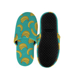 Teal Banana Pattern Print Slippers