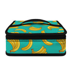 Teal Banana Pattern Print Small Lunch Bag