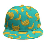 Teal Banana Pattern Print Snapback Cap