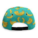 Teal Banana Pattern Print Snapback Cap