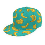 Teal Banana Pattern Print Snapback Cap