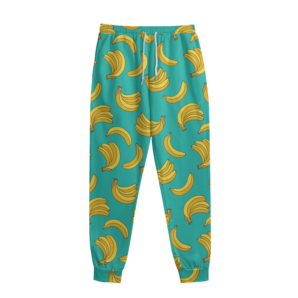 Teal Banana Pattern Print Sweatpants