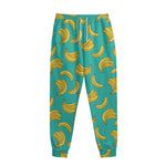 Teal Banana Pattern Print Sweatpants