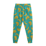 Teal Banana Pattern Print Sweatpants